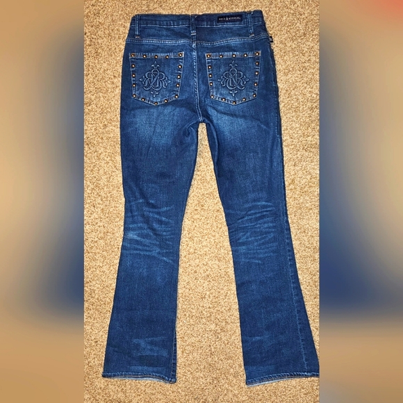 Womens ROCK & REPUBLIC "Kassandra" Dark Distressed Denim Jeans size 10 (30x30) - Picture 1 of 15